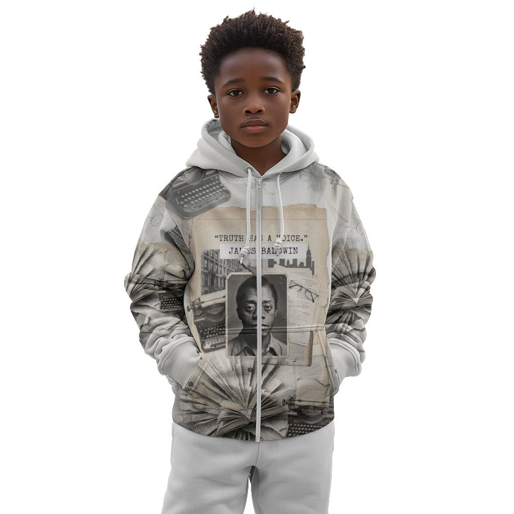 James Baldwin Truth Has A Voice Kid Hoodie Vintage Newspaper Collage Book Writer