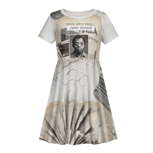 James Baldwin Truth Has A Voice Kid Short Sleeve Dress Vintage Newspaper Collage Book Writer