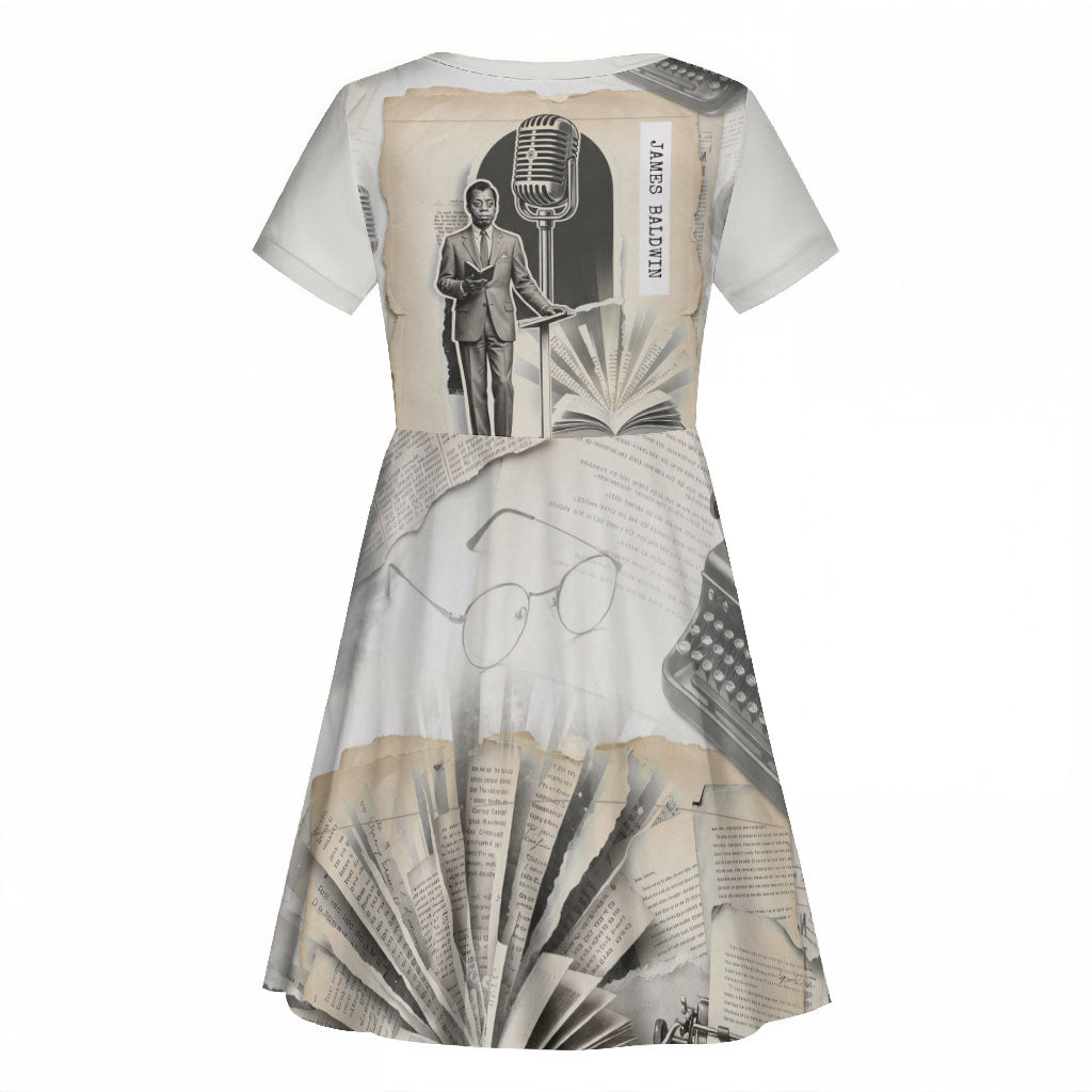 James Baldwin Truth Has A Voice Kid Short Sleeve Dress Vintage Newspaper Collage Book Writer