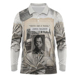 James Baldwin Truth Has A Voice Long Sleeve Polo Shirt Vintage Newspaper Collage Book Writer