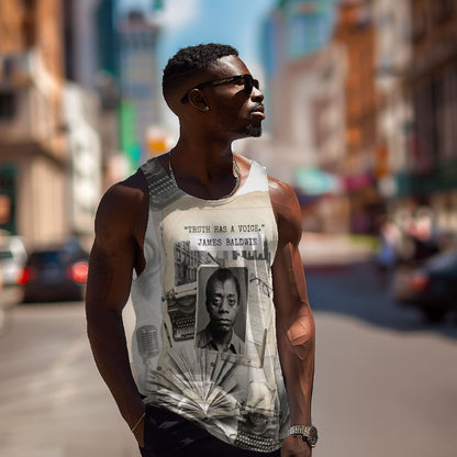 James Baldwin Truth Has A Voice Men Tank Top Vintage Newspaper Collage Book Writer