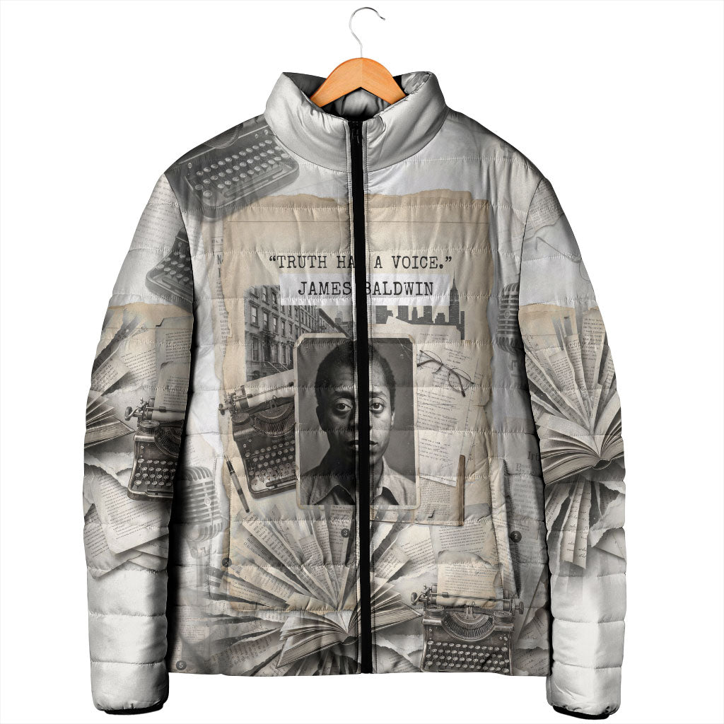 James Baldwin Truth Has A Voice Padded Jacket Vintage Newspaper Collage Book Writer