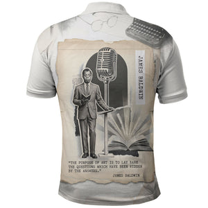 James Baldwin Truth Has A Voice Polo Shirt Vintage Newspaper Collage Book Writer