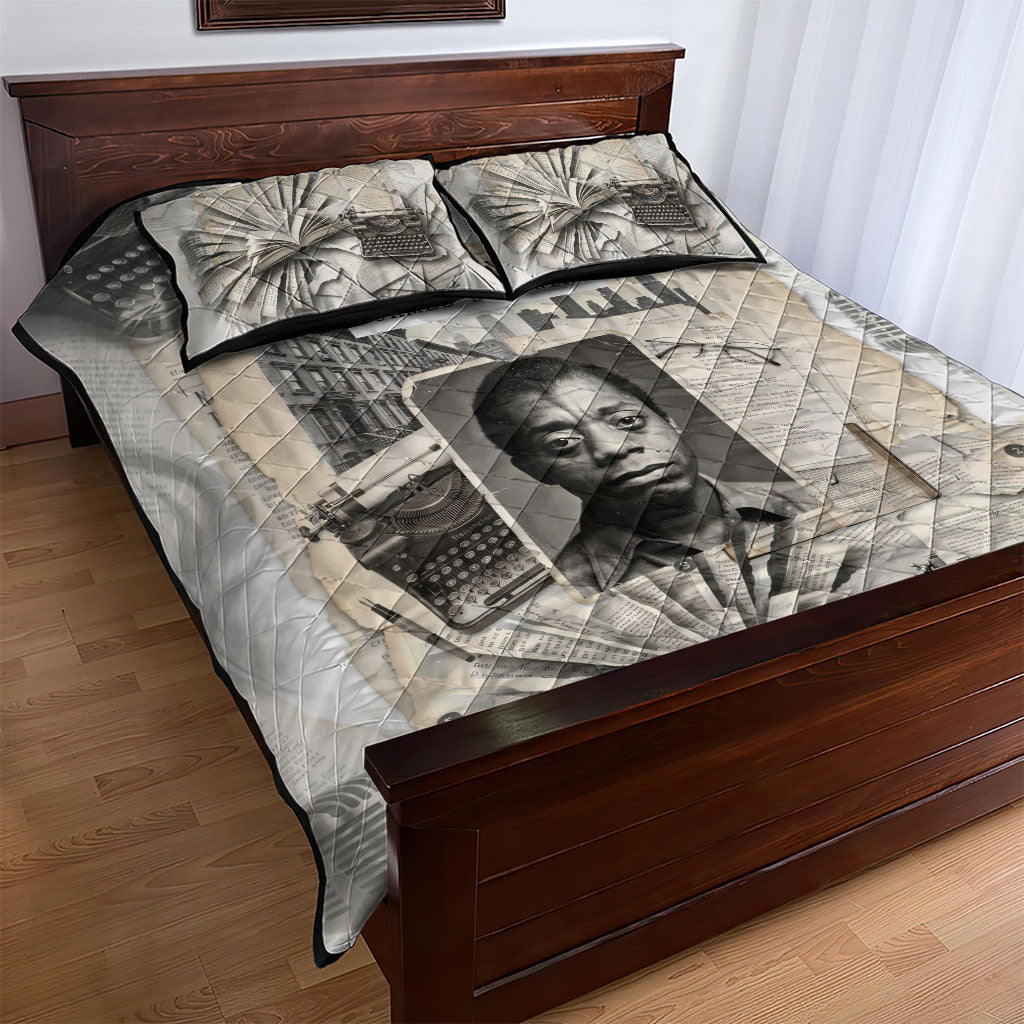 James Baldwin Truth Has A Voice Quilt Bed Set Vintage Newspaper Collage Book Writer
