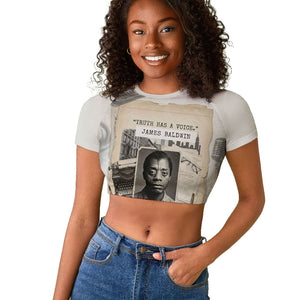 James Baldwin Truth Has A Voice Raglan Cropped T shirt Vintage Newspaper Collage Book Writer