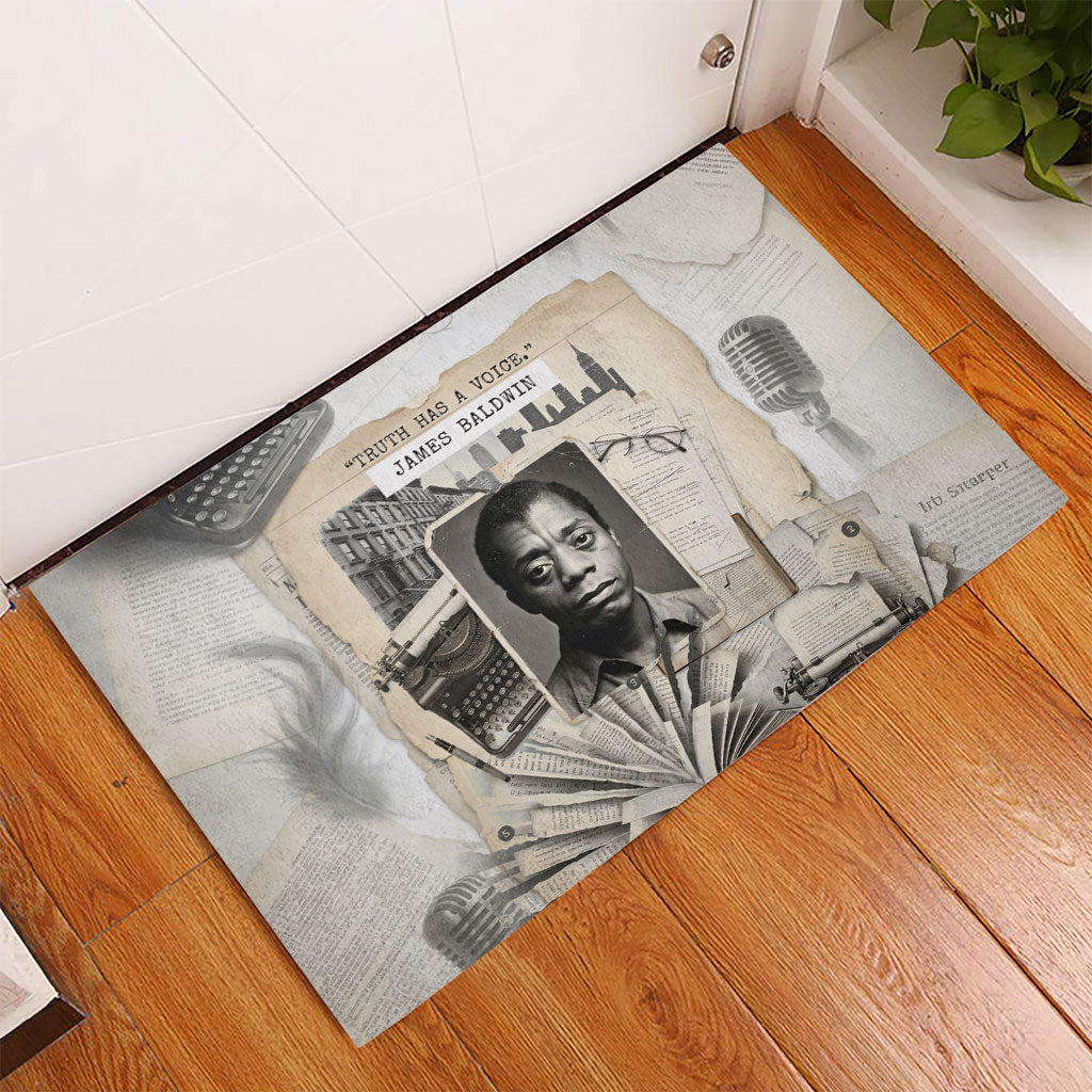 James Baldwin Truth Has A Voice Rubber Doormat Vintage Newspaper Collage Book Writer