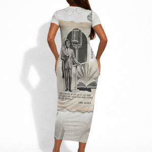 James Baldwin Truth Has A Voice Short Sleeve Bodycon Dress Vintage Newspaper Collage Book Writer
