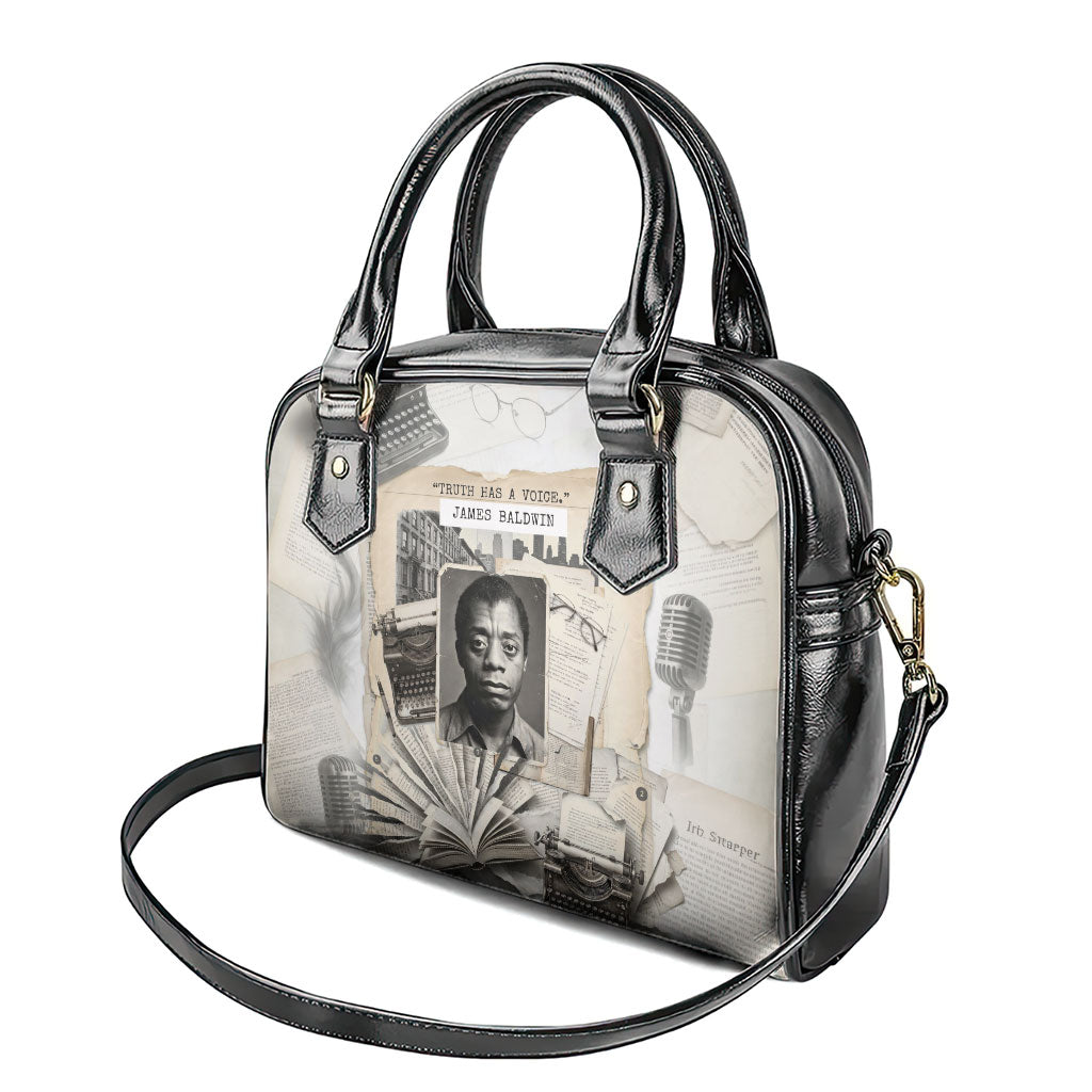 James Baldwin Truth Has A Voice Shoulder Handbag Vintage Newspaper Collage Book Writer