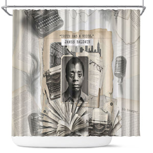 James Baldwin Truth Has A Voice Shower Curtain Vintage Newspaper Collage Book Writer