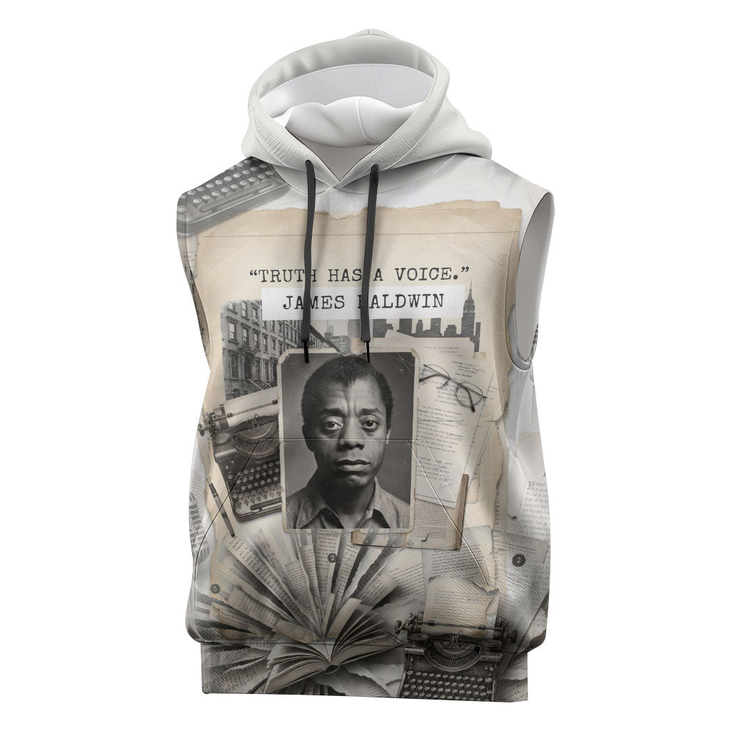 James Baldwin Truth Has A Voice Sleeveless Hoodie Vintage Newspaper Collage Book Writer