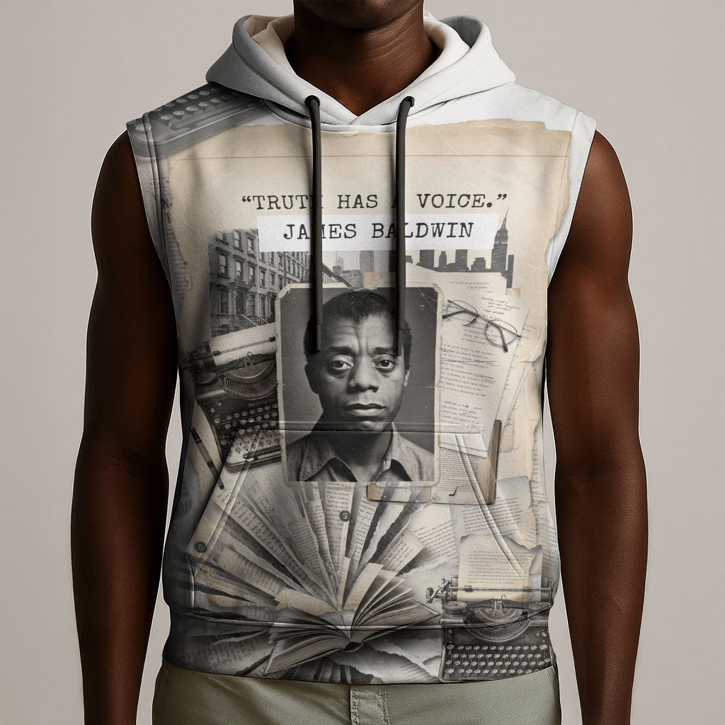 James Baldwin Truth Has A Voice Sleeveless Hoodie Vintage Newspaper Collage Book Writer