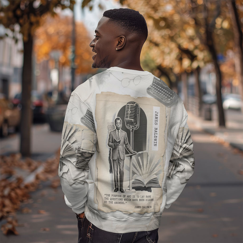 James Baldwin Truth Has A Voice Sweatshirt Vintage Newspaper Collage Book Writer