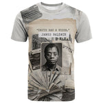 James Baldwin Truth Has A Voice T shirt Vintage Newspaper Collage Book Writer