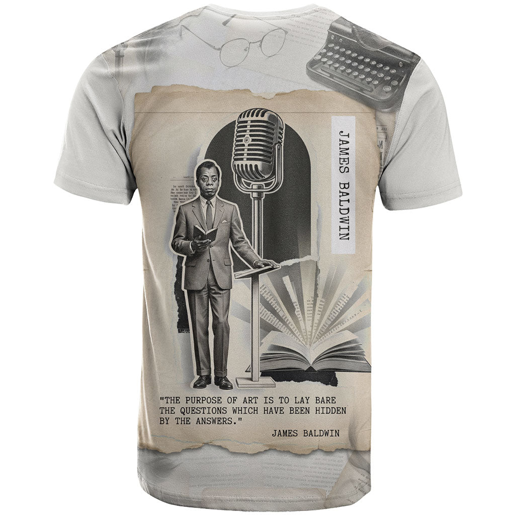 James Baldwin Truth Has A Voice T shirt Vintage Newspaper Collage Book Writer