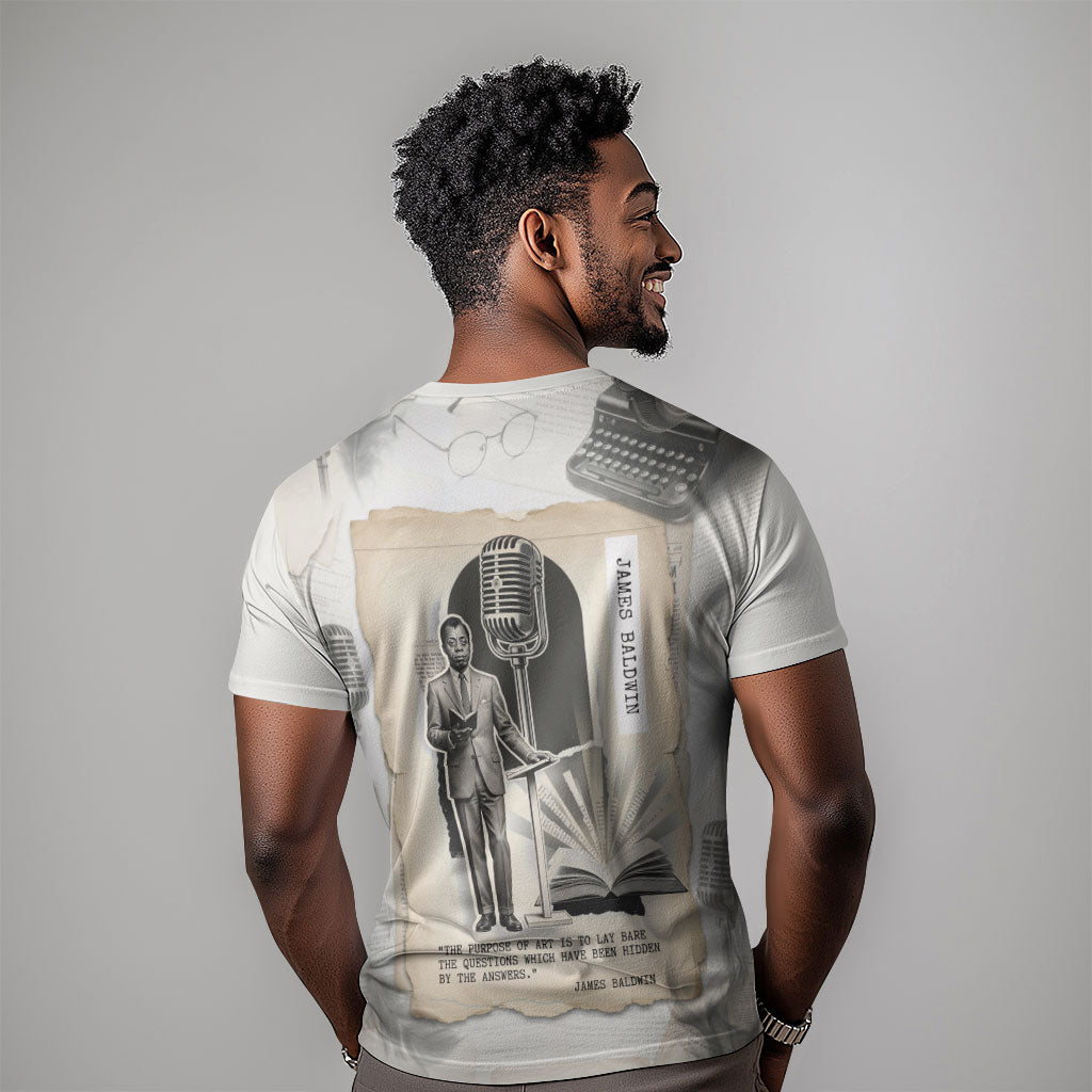 James Baldwin Truth Has A Voice T shirt Vintage Newspaper Collage Book Writer