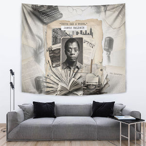 James Baldwin Truth Has A Voice Tapestry Vintage Newspaper Collage Book Writer