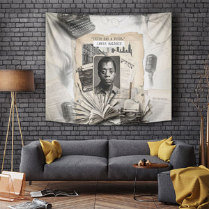 James Baldwin Truth Has A Voice Tapestry Vintage Newspaper Collage Book Writer