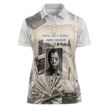 James Baldwin Truth Has A Voice Women Polo Shirt Vintage Newspaper Collage Book Writer