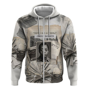 James Baldwin Truth Has A Voice Zip Hoodie Vintage Newspaper Collage Book Writer