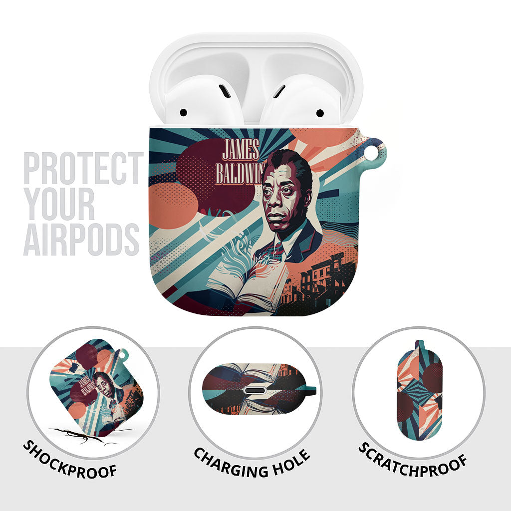 James Baldwin Let The Truth Stand Tall AirPods Case Retro Pop Art Vintage Book Writer Portrait
