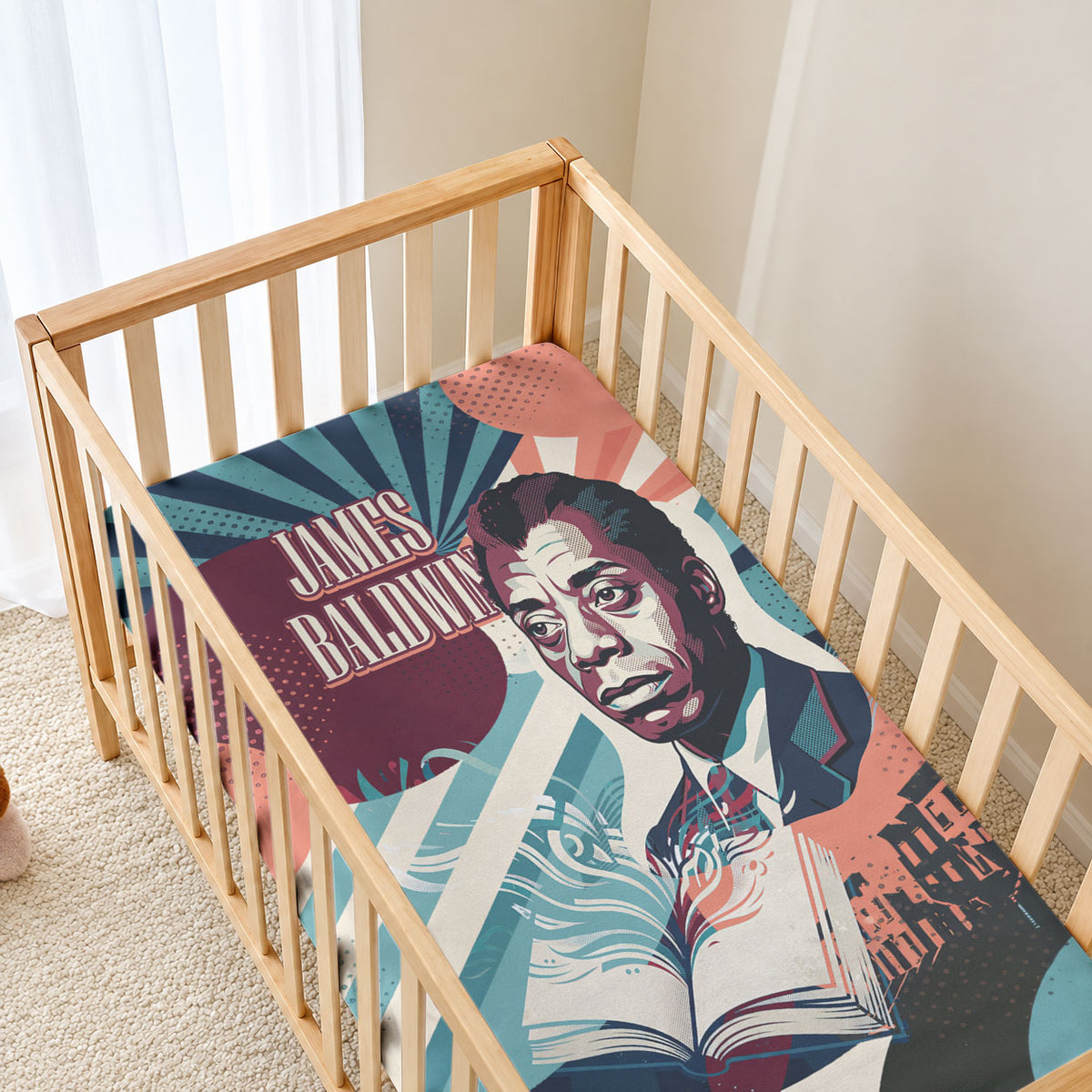 James Baldwin Let The Truth Stand Tall Baby Bed Cover Retro Pop Art Vintage Book Writer Portrait