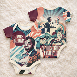 James Baldwin Let The Truth Stand Tall Baby Onesie Retro Pop Art Vintage Book Writer Portrait