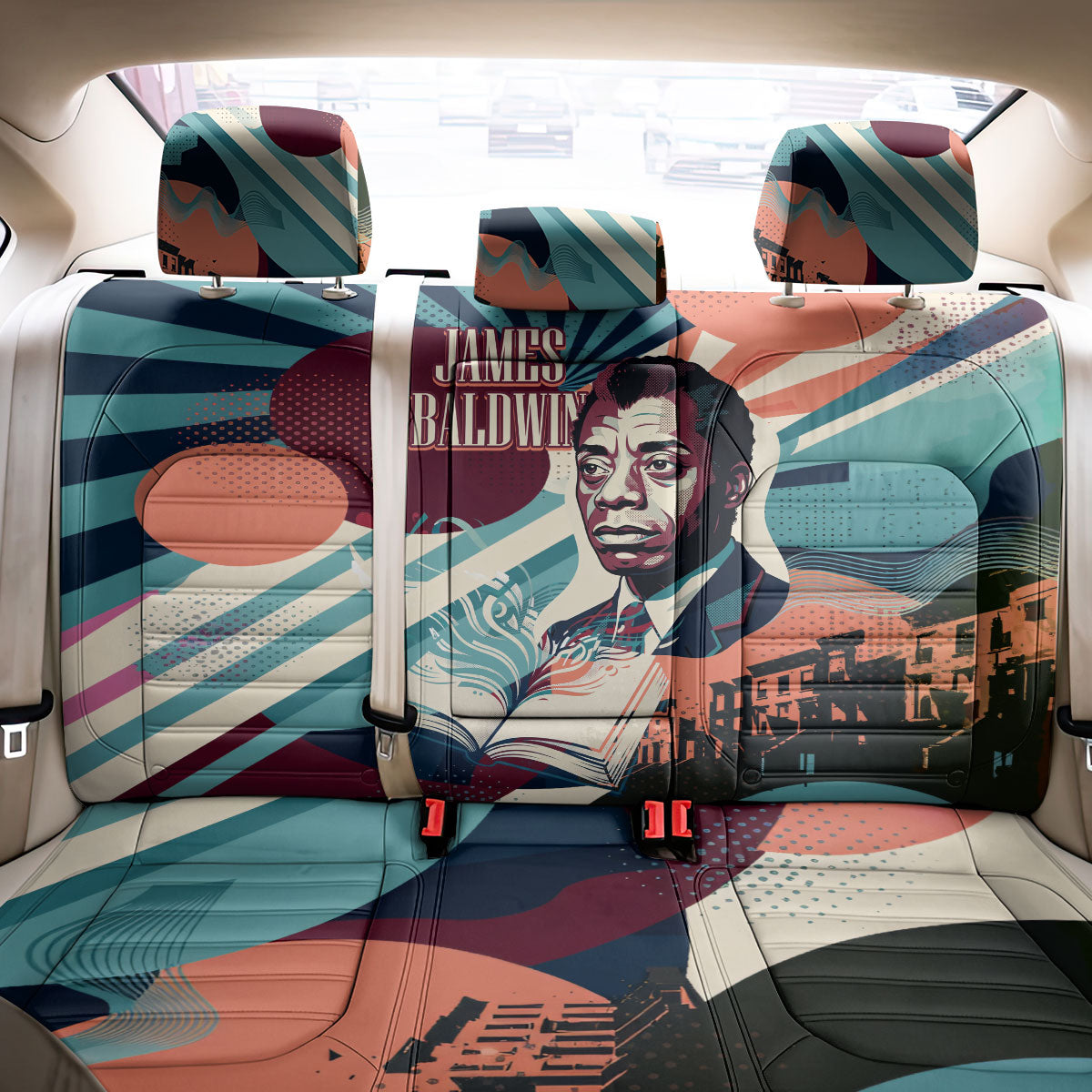 James Baldwin Let The Truth Stand Tall Back Car Seat Cover Retro Pop Art Vintage Book Writer Portrait
