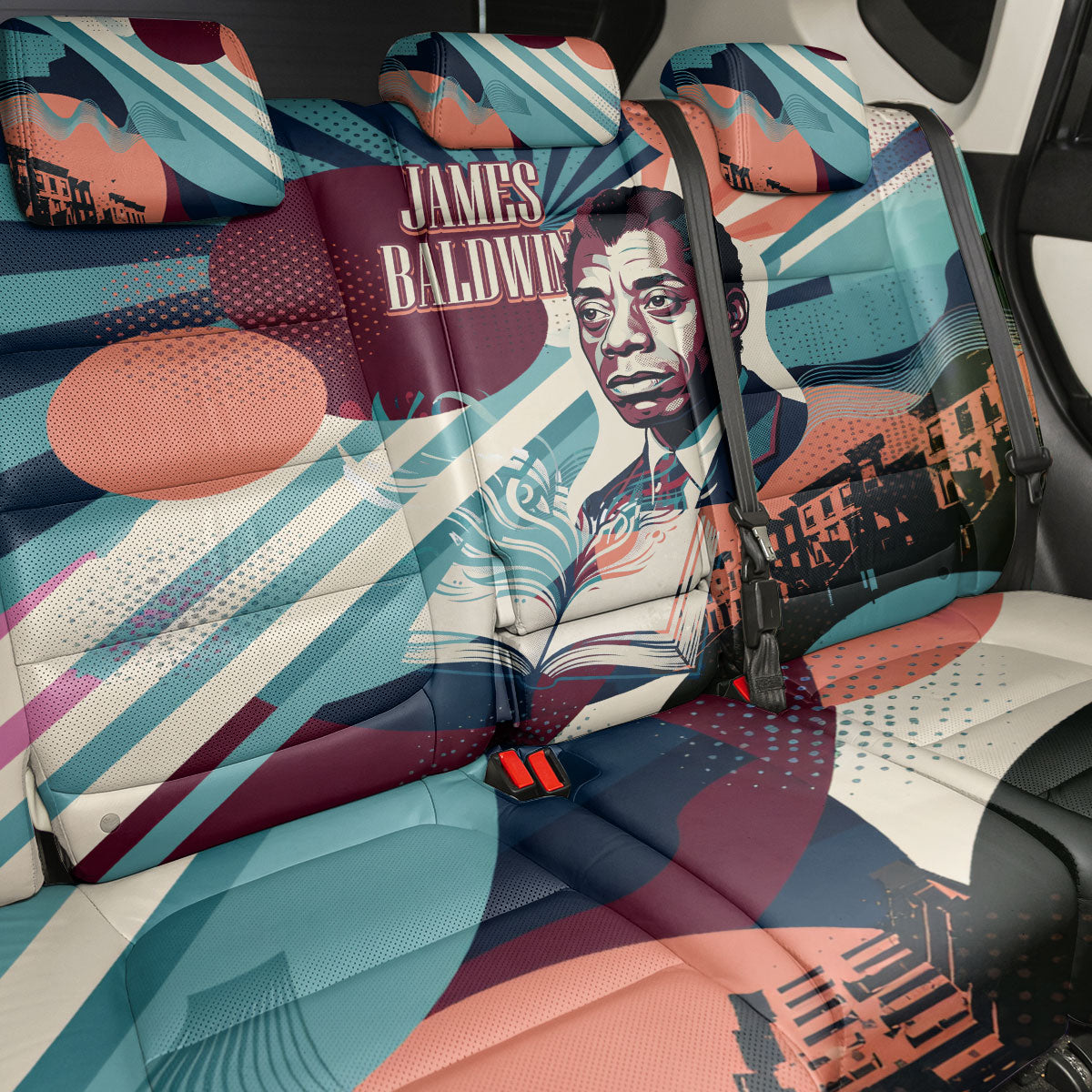 James Baldwin Let The Truth Stand Tall Back Car Seat Cover Retro Pop Art Vintage Book Writer Portrait