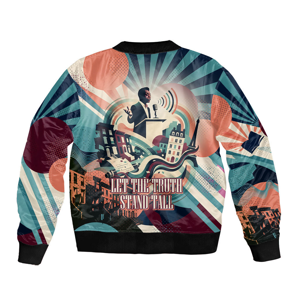 James Baldwin Let The Truth Stand Tall Bomber Jacket Retro Pop Art Vintage Book Writer Portrait