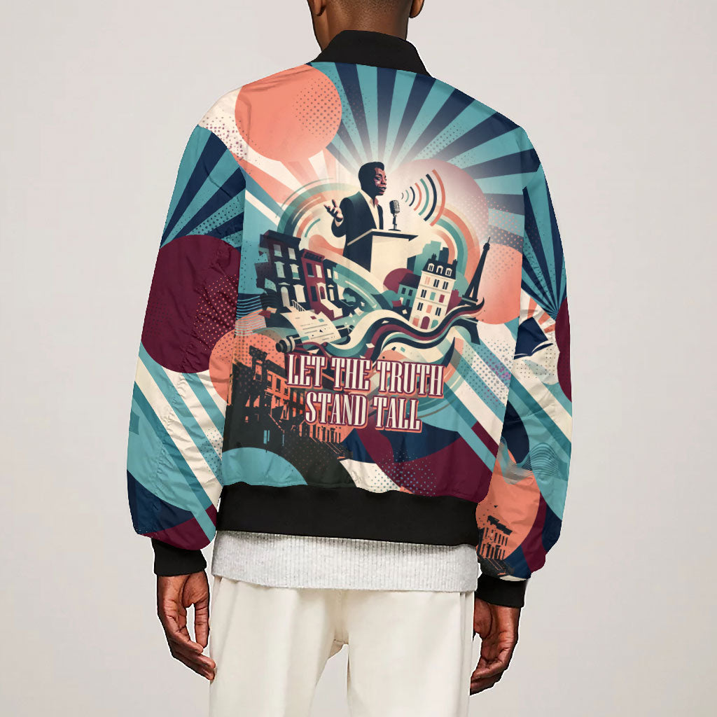 James Baldwin Let The Truth Stand Tall Bomber Jacket Retro Pop Art Vintage Book Writer Portrait