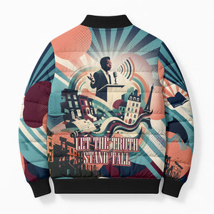 James Baldwin Let The Truth Stand Tall Bomber Puffer Jacket Retro Pop Art Vintage Book Writer Portrait