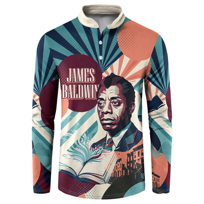 James Baldwin Let The Truth Stand Tall Button Sweatshirt Retro Pop Art Vintage Book Writer Portrait