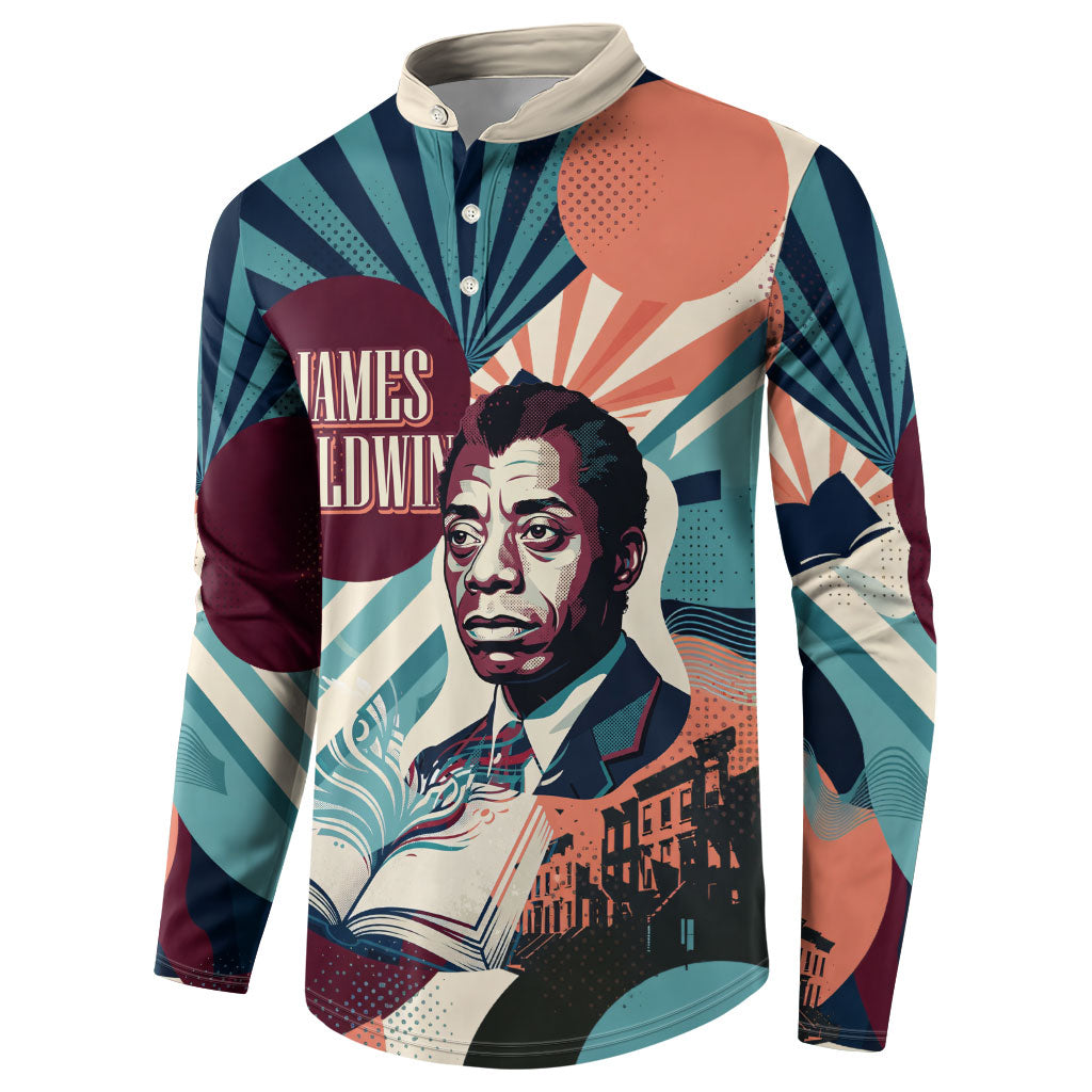 James Baldwin Let The Truth Stand Tall Button Sweatshirt Retro Pop Art Vintage Book Writer Portrait