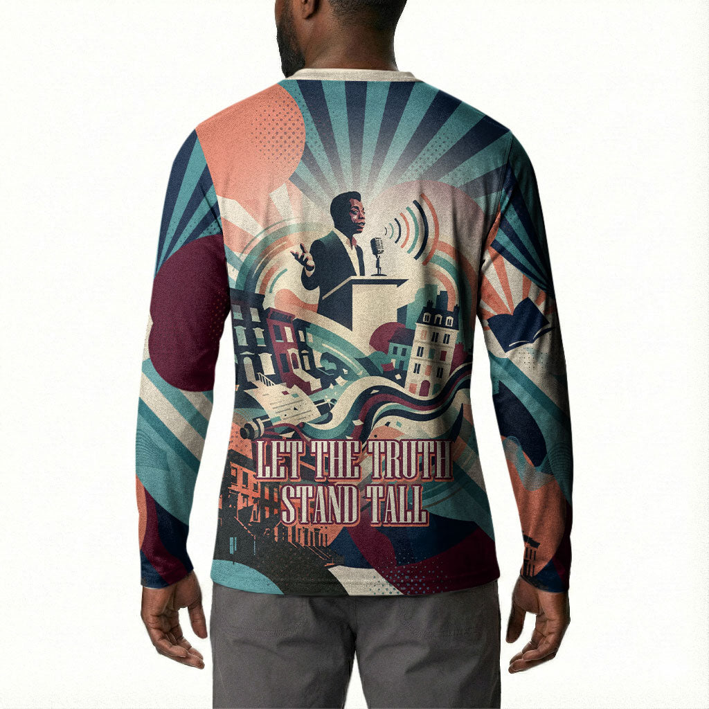James Baldwin Let The Truth Stand Tall Button Sweatshirt Retro Pop Art Vintage Book Writer Portrait