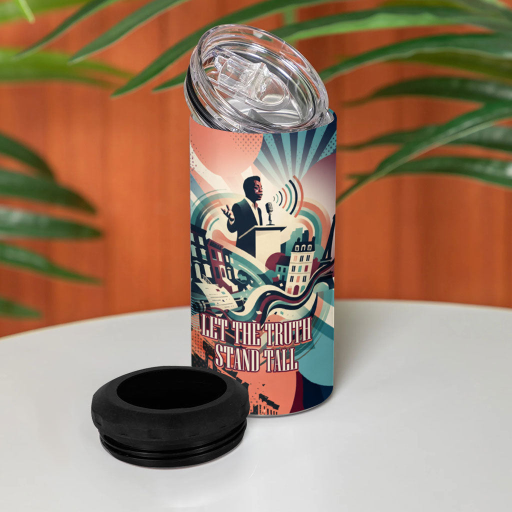 James Baldwin Let The Truth Stand Tall 4 in 1 Can Cooler Tumbler Retro Pop Art Vintage Book Writer Portrait