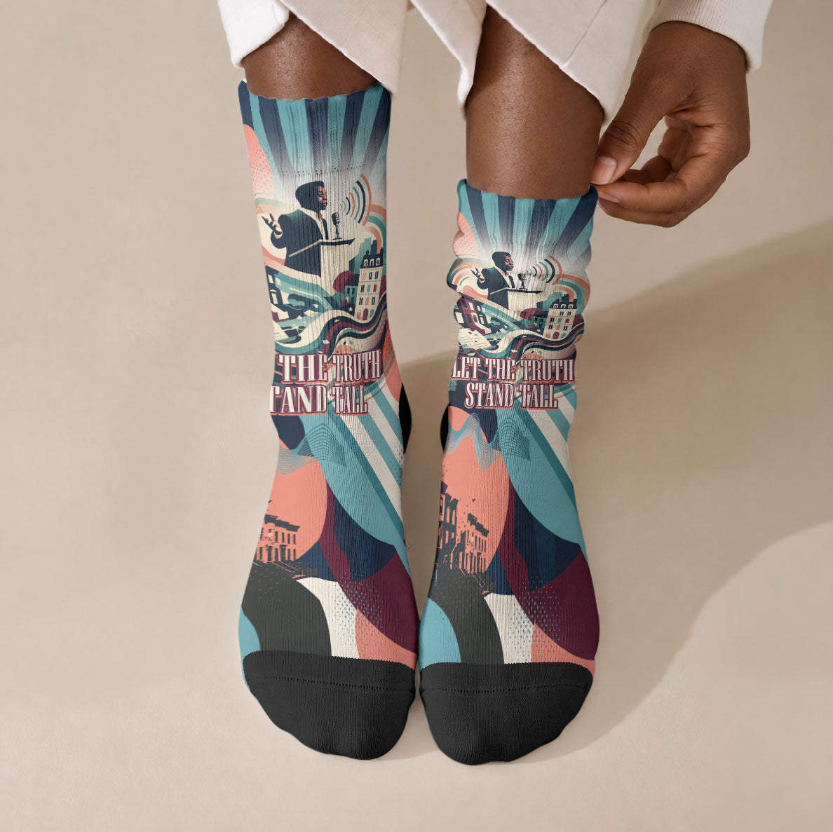 James Baldwin Let The Truth Stand Tall Crew Socks Retro Pop Art Vintage Book Writer Portrait