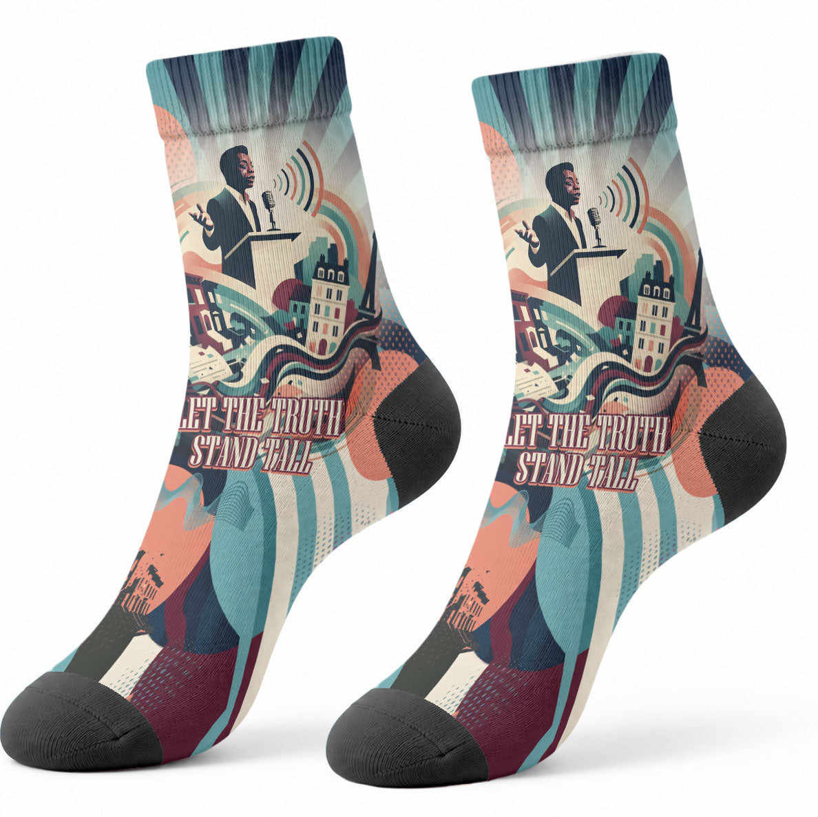 James Baldwin Let The Truth Stand Tall Crew Socks Retro Pop Art Vintage Book Writer Portrait