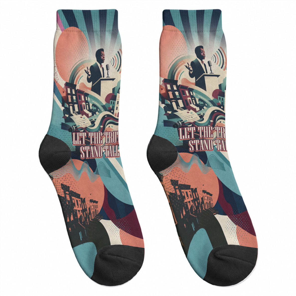 James Baldwin Let The Truth Stand Tall Crew Socks Retro Pop Art Vintage Book Writer Portrait