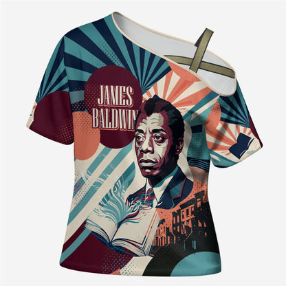 James Baldwin Let The Truth Stand Tall Cross Shoulder Shirt Retro Pop Art Vintage Book Writer Portrait