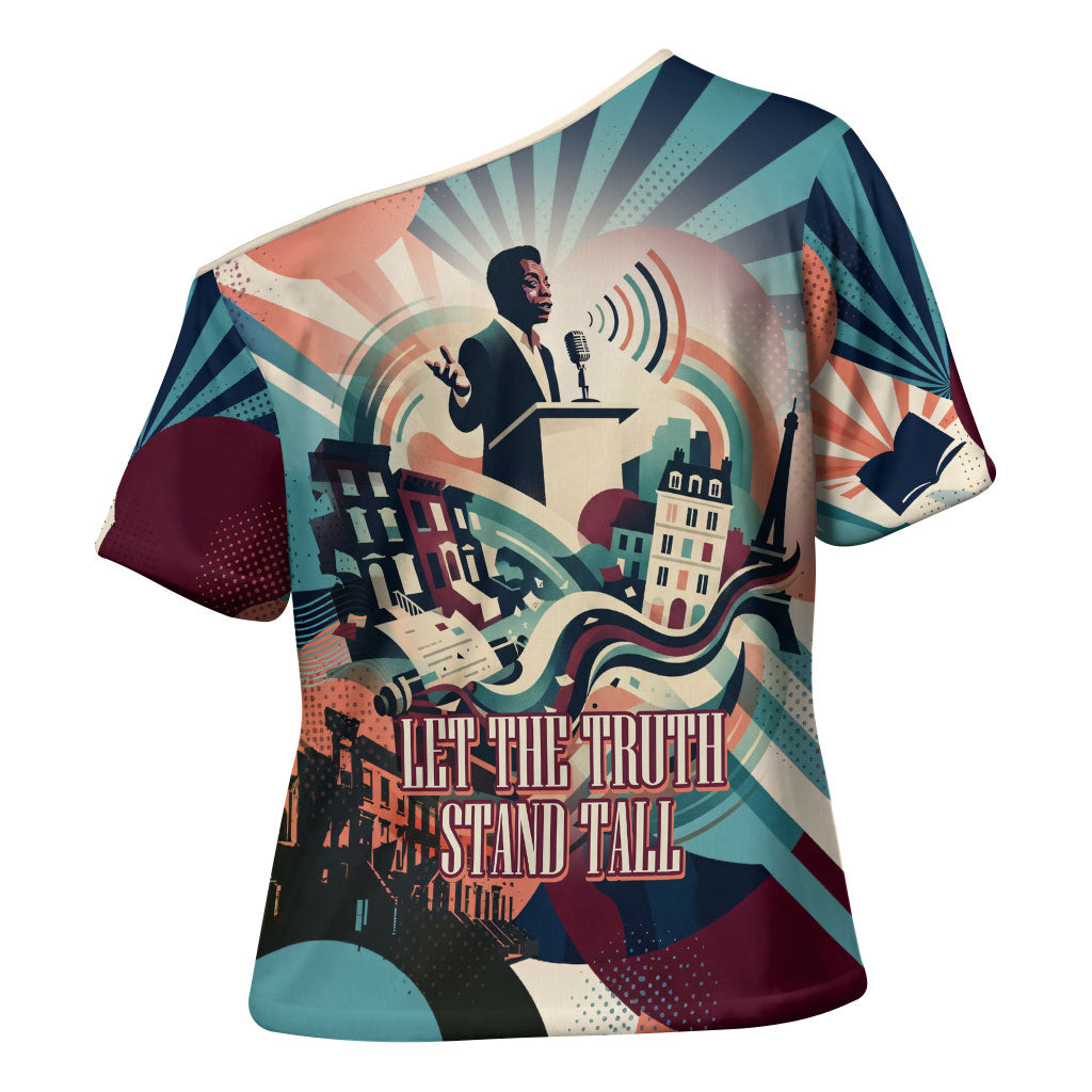 James Baldwin Let The Truth Stand Tall Cross Shoulder Shirt Retro Pop Art Vintage Book Writer Portrait