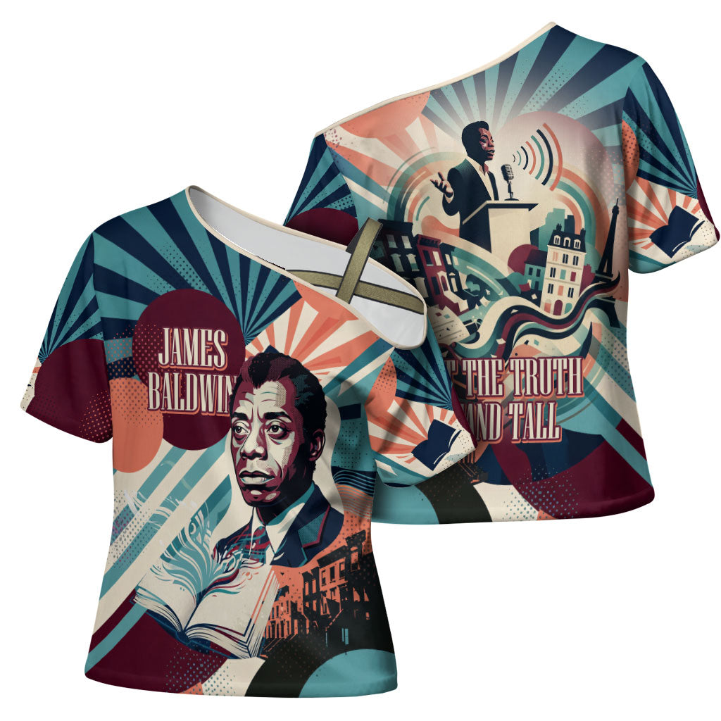 James Baldwin Let The Truth Stand Tall Cross Shoulder Shirt Retro Pop Art Vintage Book Writer Portrait