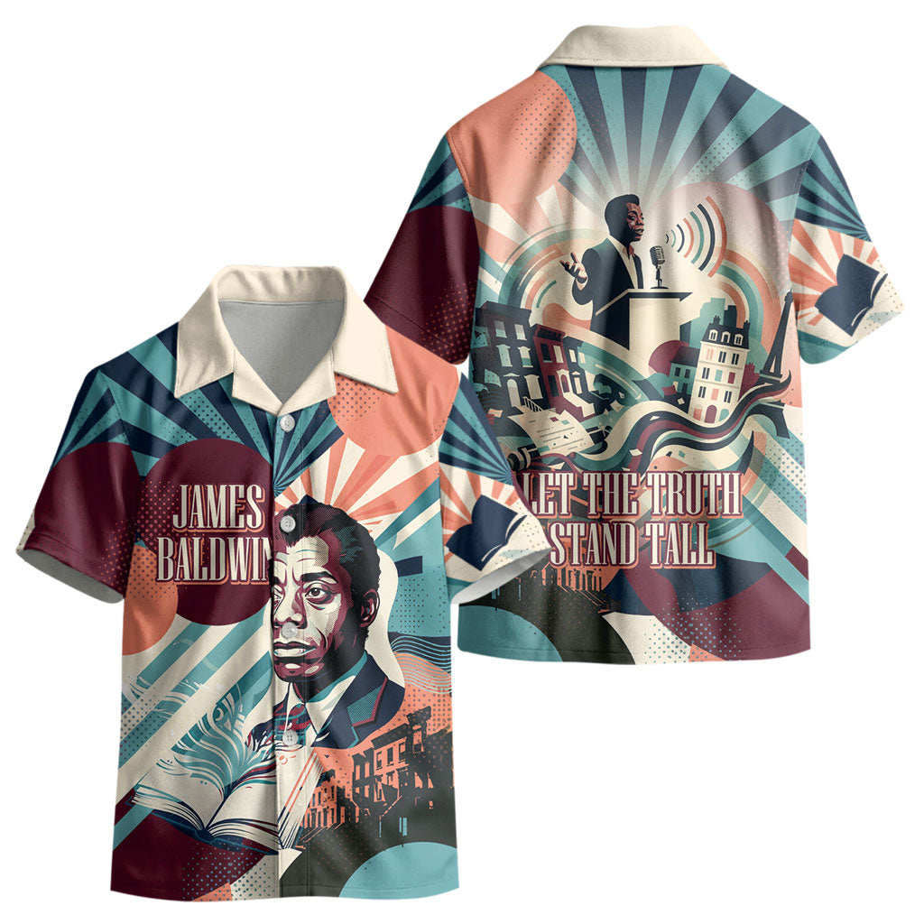 James Baldwin Let The Truth Stand Tall Kid Hawaiian Shirt Retro Pop Art Vintage Book Writer Portrait