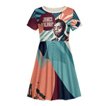James Baldwin Let The Truth Stand Tall Kid Short Sleeve Dress Retro Pop Art Vintage Book Writer Portrait
