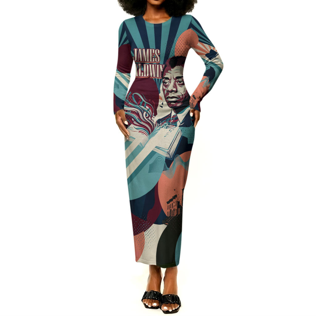 James Baldwin Let The Truth Stand Tall Long Sleeve Bodycon Dress Retro Pop Art Vintage Book Writer Portrait