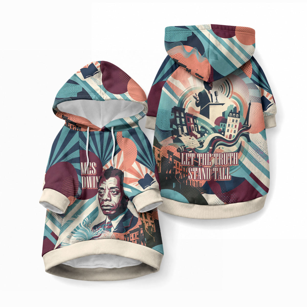 James Baldwin Let The Truth Stand Tall Pet Hoodie Retro Pop Art Vintage Book Writer Portrait
