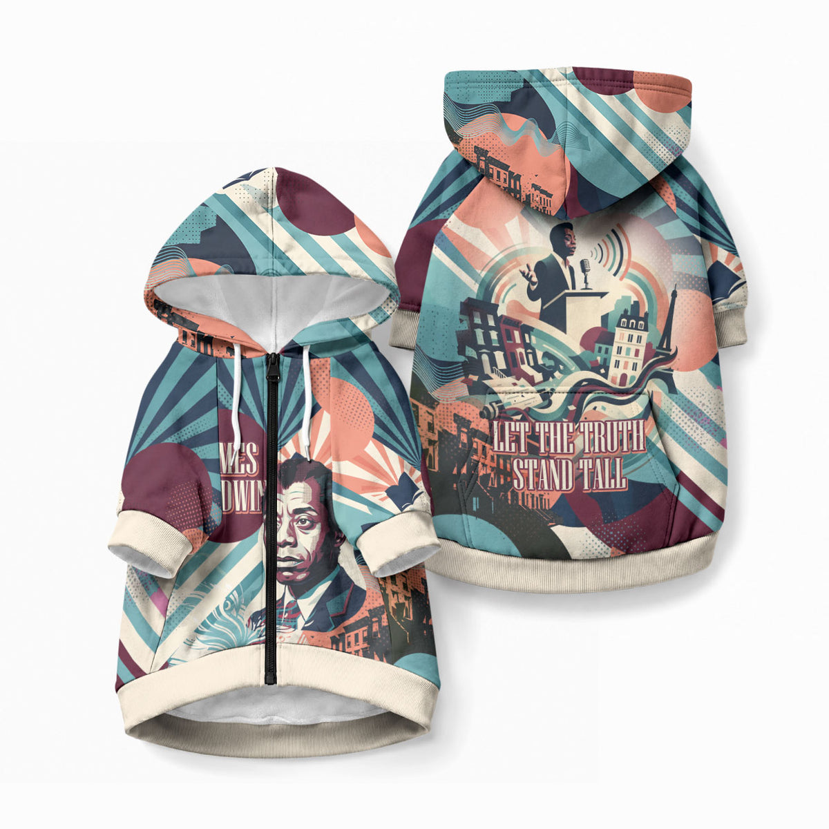 James Baldwin Let The Truth Stand Tall Pet Hoodie Retro Pop Art Vintage Book Writer Portrait