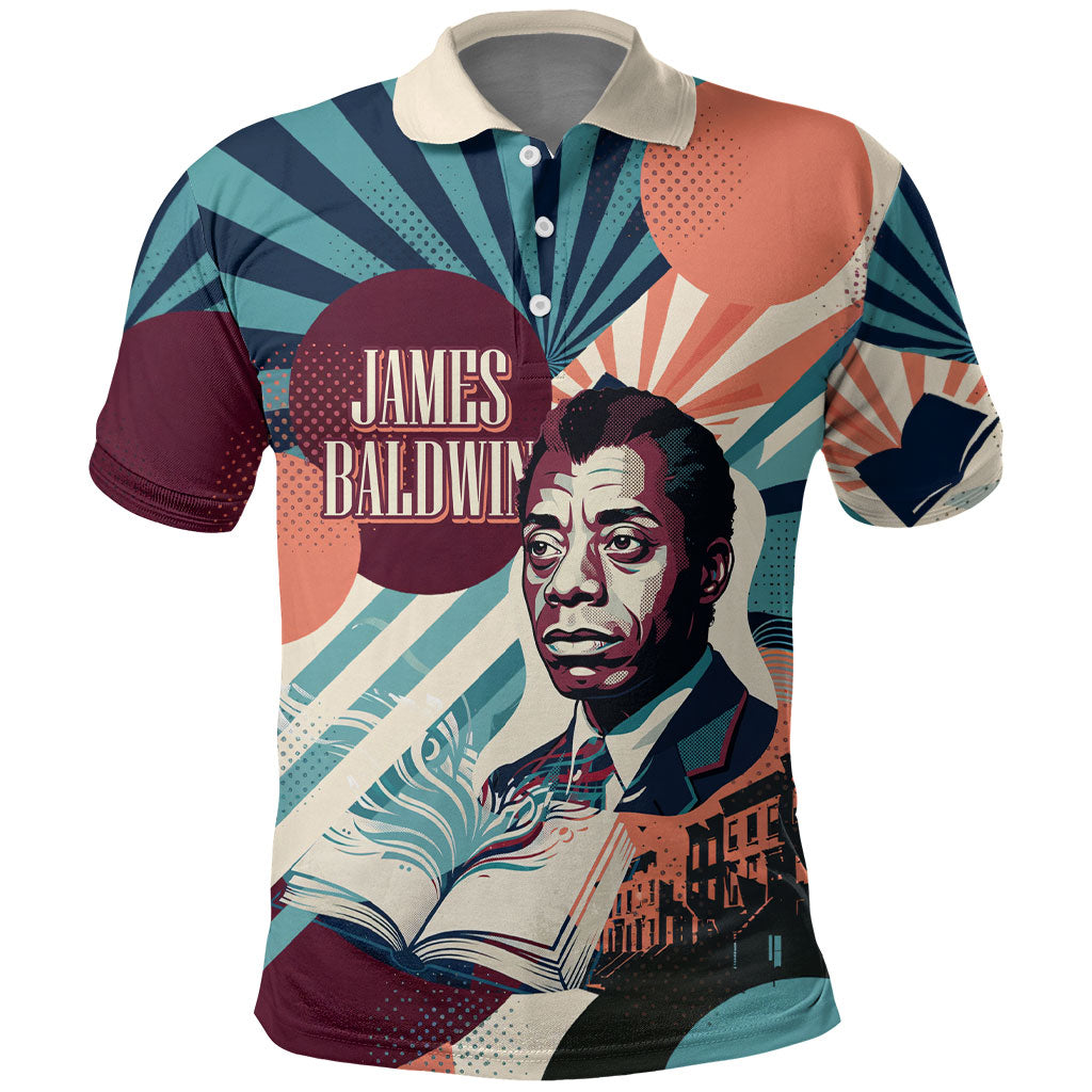 James Baldwin Let The Truth Stand Tall Polo Shirt Retro Pop Art Vintage Book Writer Portrait