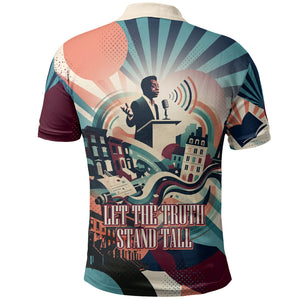 James Baldwin Let The Truth Stand Tall Polo Shirt Retro Pop Art Vintage Book Writer Portrait