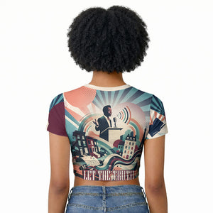 James Baldwin Let The Truth Stand Tall Raglan Cropped T shirt Retro Pop Art Vintage Book Writer Portrait