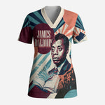 James Baldwin Let The Truth Stand Tall Scrub Top Retro Pop Art Vintage Book Writer Portrait